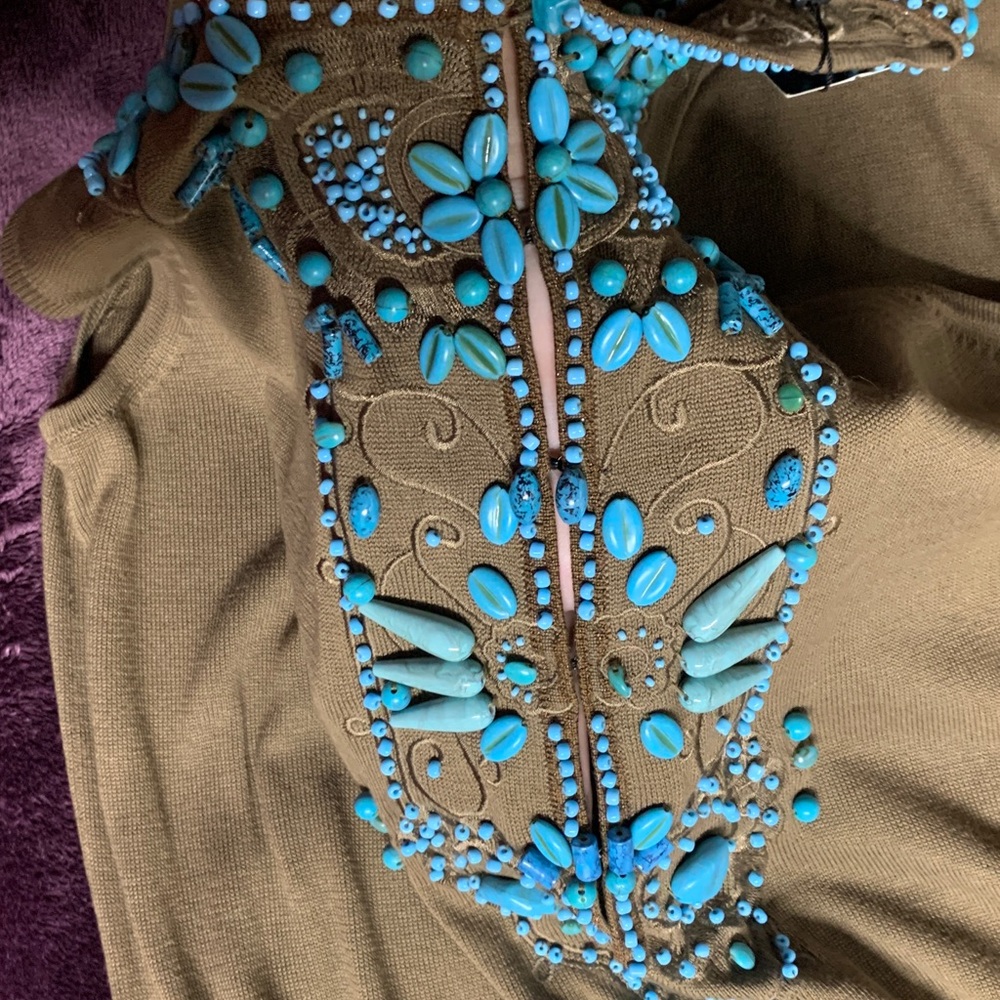 Votre Nom  Top with Blue turquoise beads XL - Picture 11 of 17